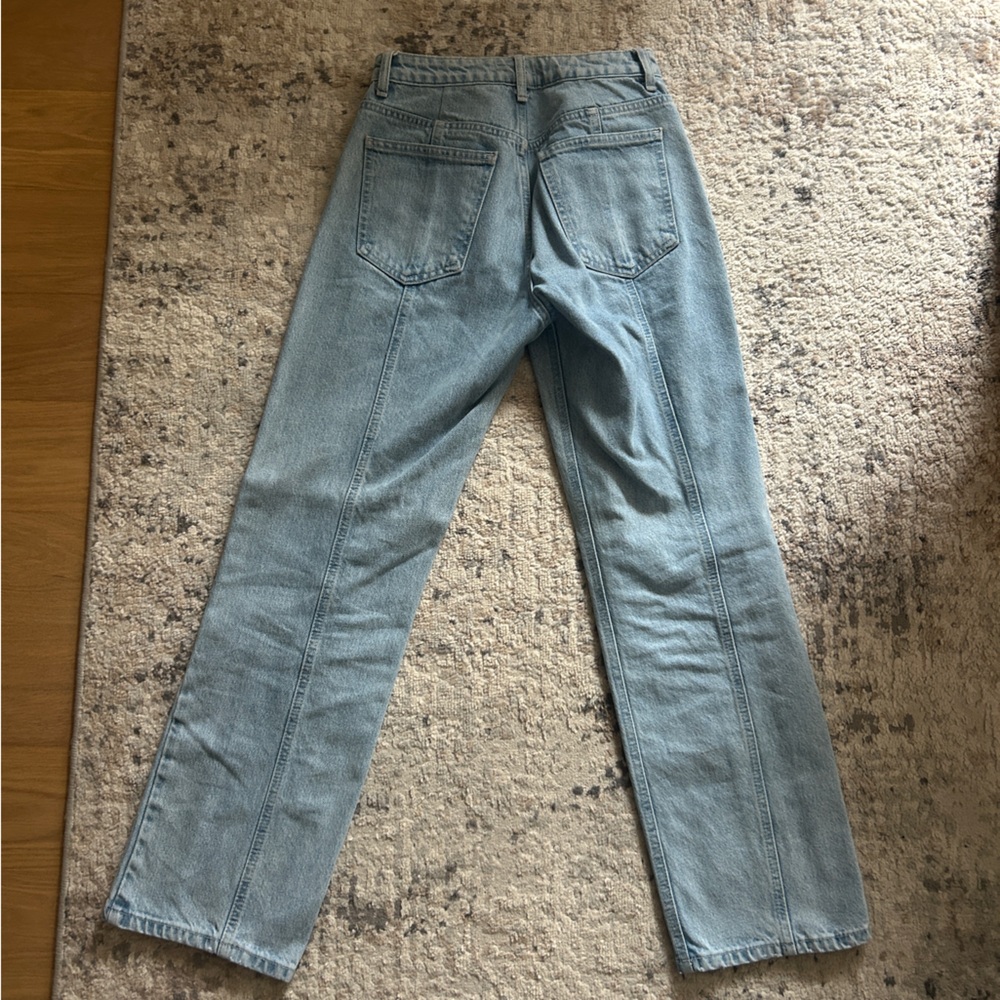 Zara Patchwork Reconstructed Mid-Rise Straight Je… - image 4